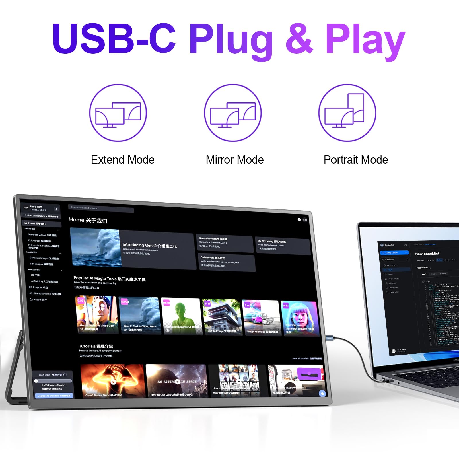 Amazon.co.jp: 4K ポータブルモニター 18.5インチ 3840x2160 UHD USB-C